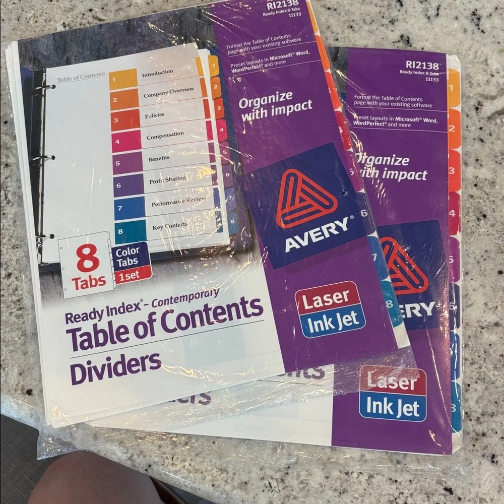 ♦️3 for $15♦️Avery Ready Index Table of Contents Dividers 2 pack NEW